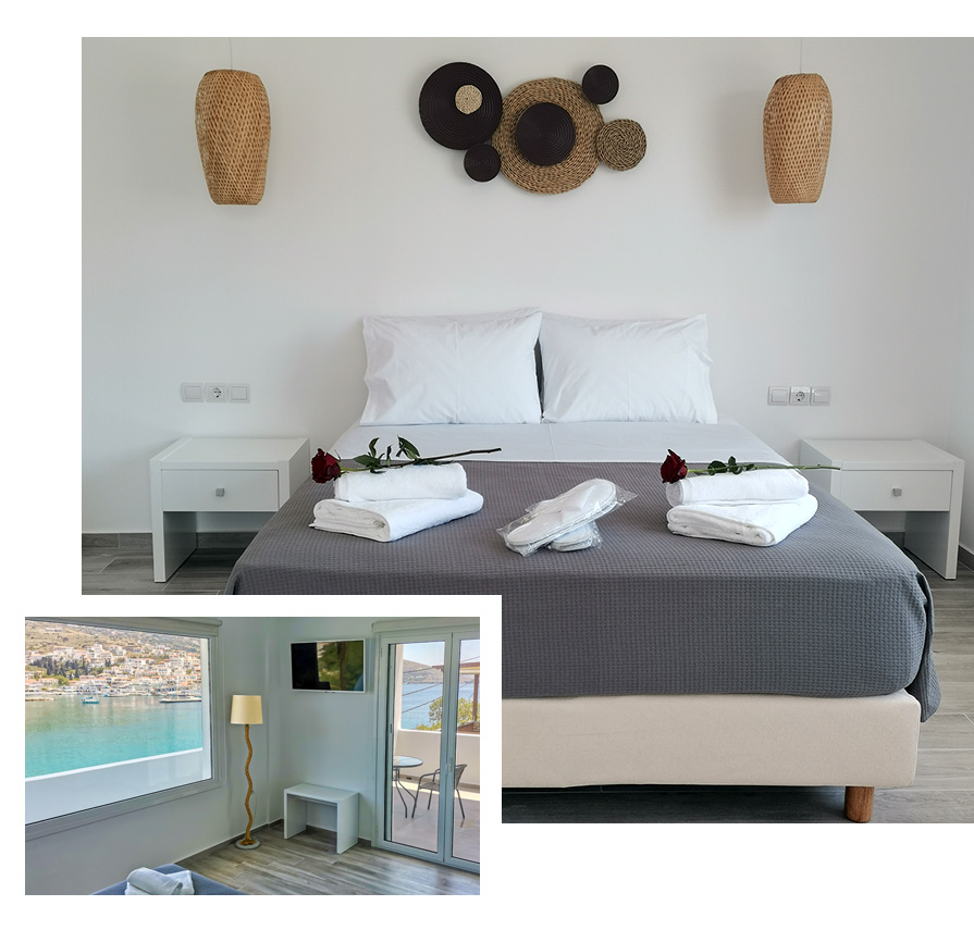 Spacious suite overlooking the sea and Batsi of Andros