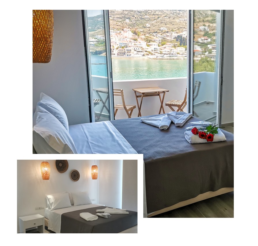 Rooms with magnificent view of the sea and Batsi of Andros